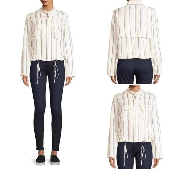 Rails Rowen Coco Striped Linen Blend Utility Short Jacket Size Small - Picture 12 of 15
